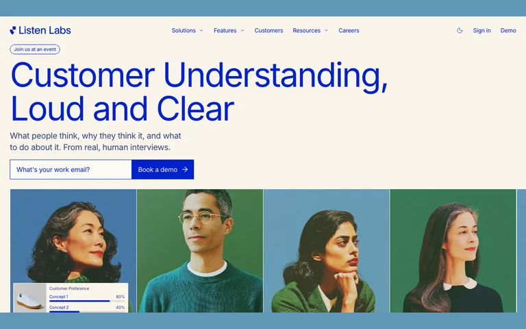 Listen Labs official website homepage screenshot