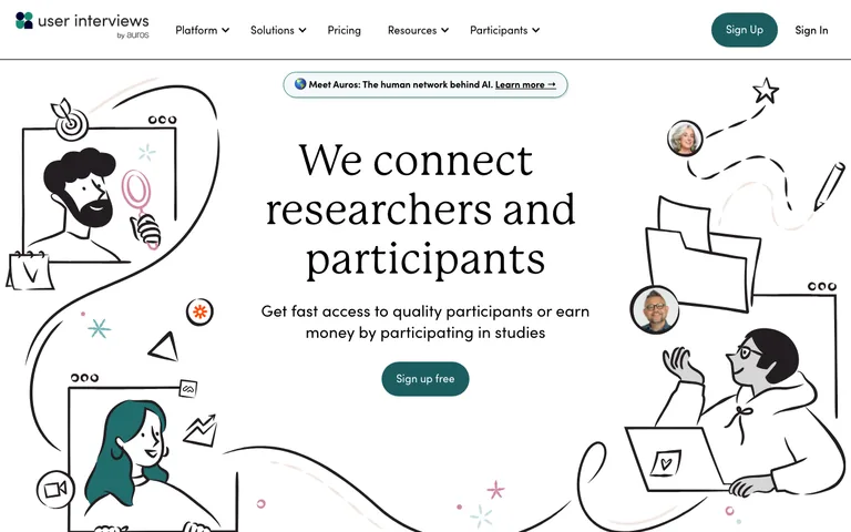 User Interviews official website homepage screenshot
